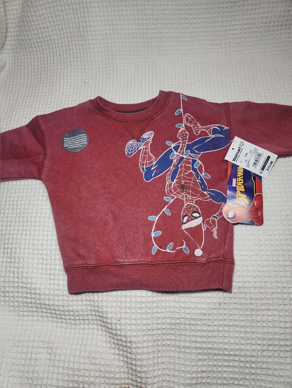 Spider-man Christmas Crewneck Sweater Size 12m NWT Faded Wash Look